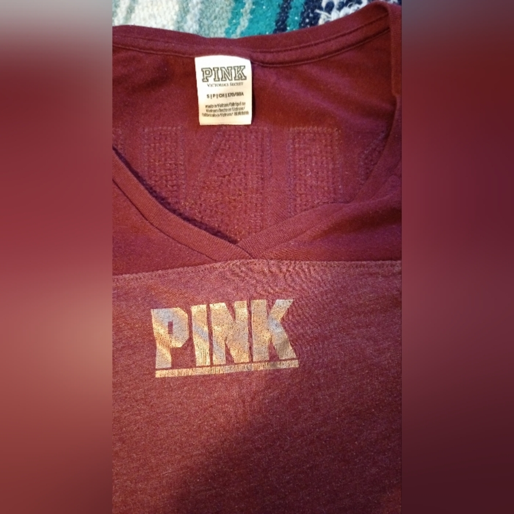 Women's PINK Victoria's Secret Burgundy T Shirt For Sale!!